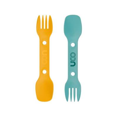 SPORK Lot de 2 couverts 3 en 1 cuillère-fourchette-couteau - jaune et bleu