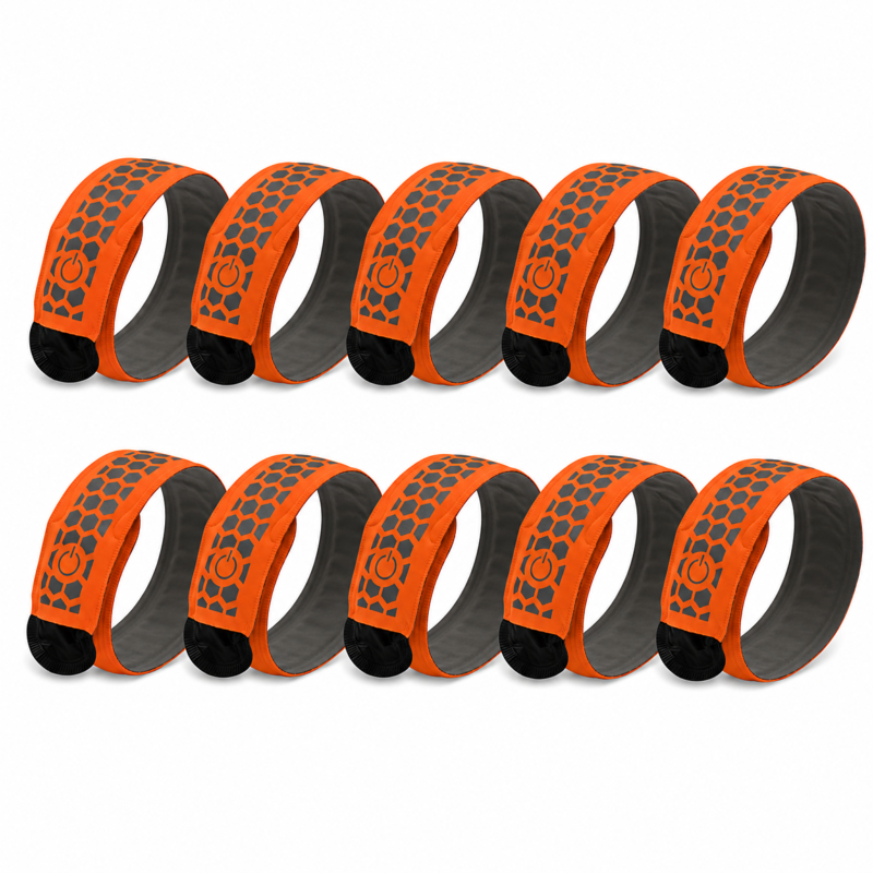 Lot de 10 Brassards lumineux à clap – Orange
