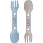 SPORK Lot de 2 couverts 3 en 1 cuillère-fourchette-couteau - bleu et beige