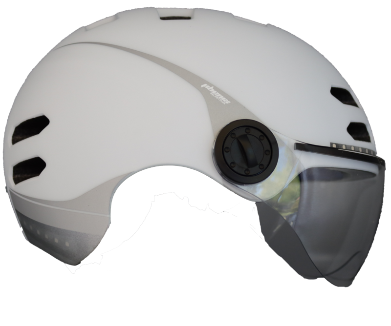 PHENIX BM Casque vélo/trott éclairage, clignotants, audio M - Blanc