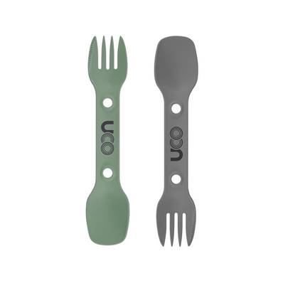 SPORK Lot de 2 couverts 3 en 1 cuillère-fourchette-couteau - noir et kaki