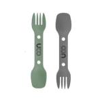 SPORK Lot de 2 couverts 3 en 1 cuillère-fourchette-couteau - noir et kaki