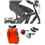 Pack pluie vélo - Coverbag, Pantalon anti-pluie, eclairage avant arrière